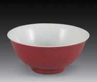 清 祭红釉碗
